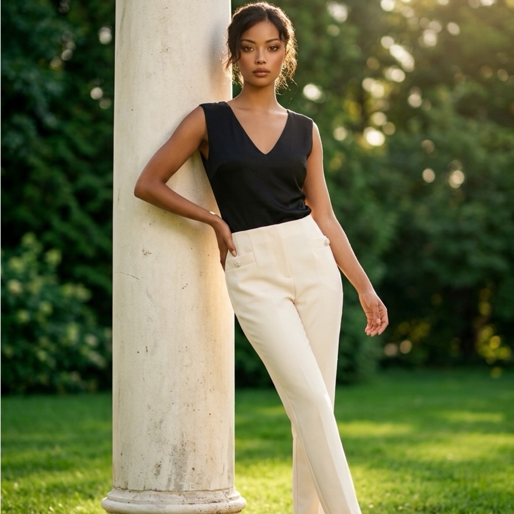 Cream high waisted pants